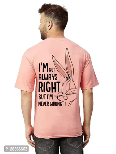 Stylish Pink Polyester Back Printed T-Shirt For Men-thumb0