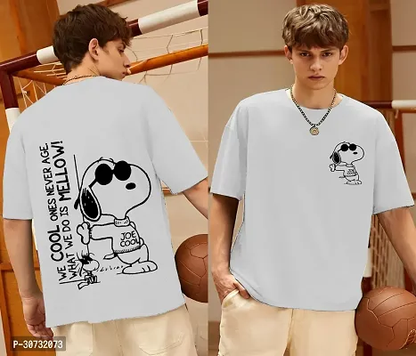 Men Front Back Printed Round Neck Oversize Tshirt