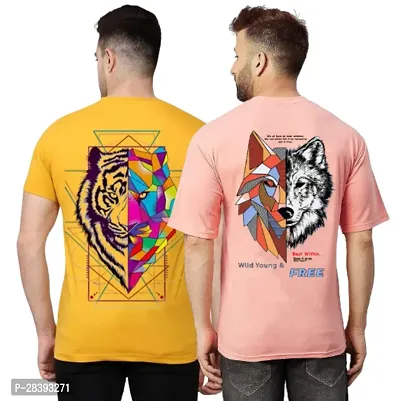 Classic Polyester Printed Tshirt for Men, Pack of 2