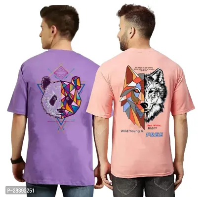 Classic Polyester Printed Tshirt for Men, Pack of 2