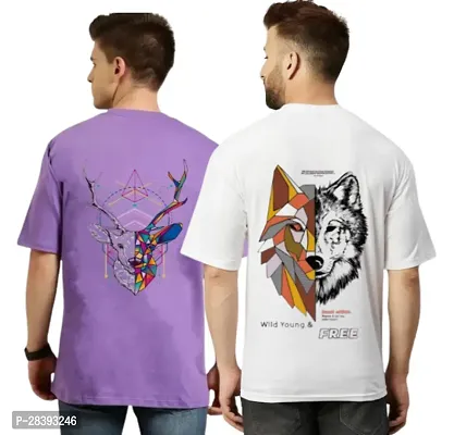 Classic Polyester Printed Tshirt for Men, Pack of 2-thumb0