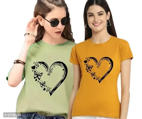 Women Printed T-Shirt Pack of -2 / Material Type Polyester-thumb0