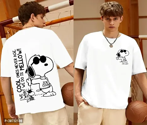 Men Front Back Printed Round Neck Oversize Tshirt