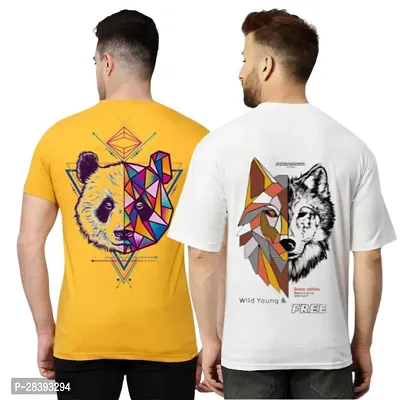 Classic Polyester Printed Tshirt for Men, Pack of 2