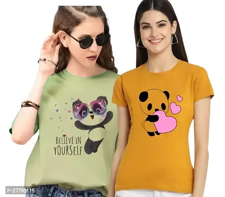 Women Printed T-Shirt Pack of -2 / Material Type Polyester