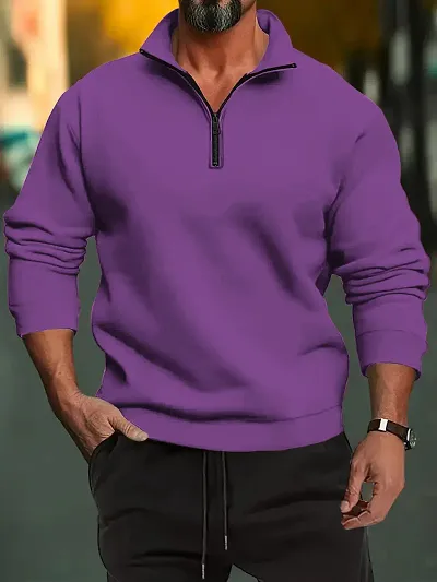 Stylish Fleece Solid Sweater for Men