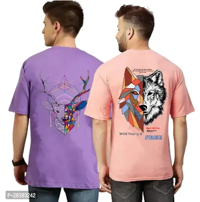 Classic Polyester Printed Tshirt for Men, Pack of 2