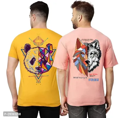 Classic Polyester Printed Tshirt for Men, Pack of 2