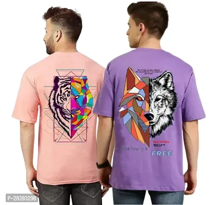 Classic Polyester Printed Tshirt for Men, Pack of 2