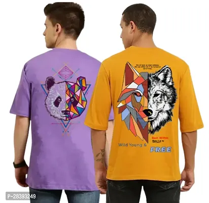 Classic Polyester Printed Tshirt for Men, Pack of 2-thumb0