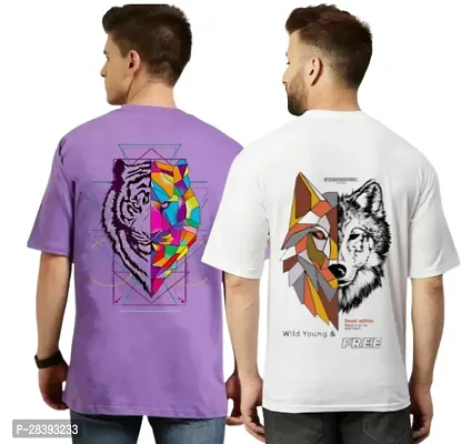 Classic Polyester Printed Tshirt for Men, Pack of 2-thumb0