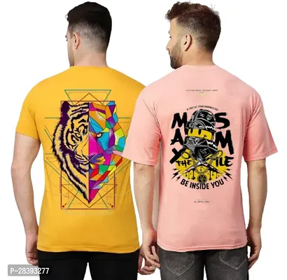 Classic Polyester Printed Tshirt for Men, Pack of 2