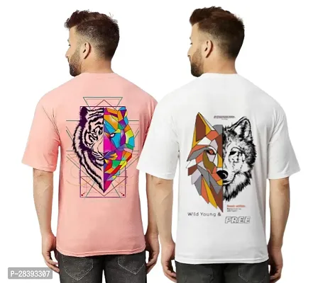 Classic Polyester Printed Tshirt for Men, Pack of 2