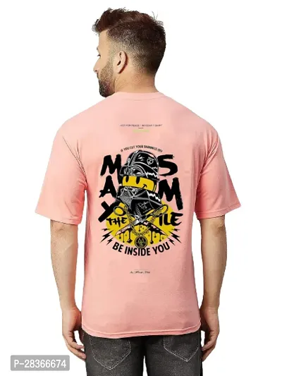 Stylish Pink Polyester Back Printed T-Shirt For Men-thumb0