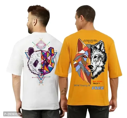 Classic Polyester Printed Tshirt for Men, Pack of 2