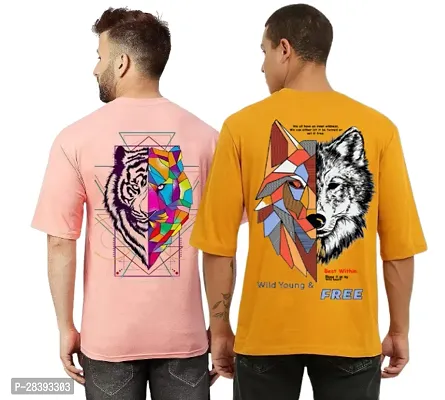 Classic Polyester Printed Tshirt for Men, Pack of 2