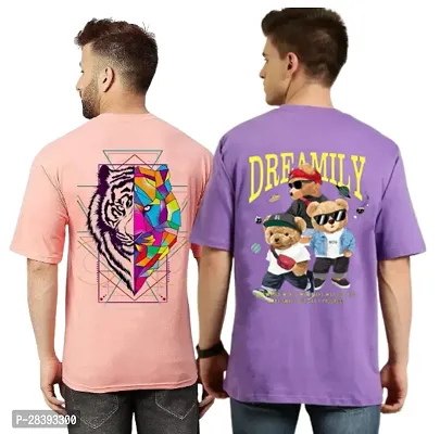 Classic Polyester Printed Tshirt for Men, Pack of 2