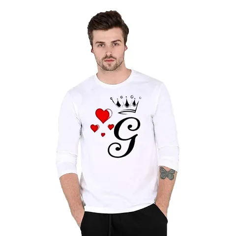 White Polyester Round Neck Alphabet T-shirt for Men