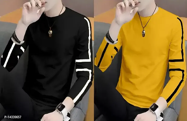 Reliable Black Cotton Blend Printed Round Neck Tees For Men-thumb0