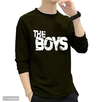 Reliable Olive Cotton Blend Printed Round Neck Tees For Men-thumb0