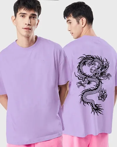 Rino Lavender Men Graphic Print Round Neck Loose Fit Cotton Blend T-Shirt