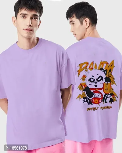 Rino Oversize Lavender Men Graphic Printed Round Neck Cotton Blend White T-Shirt