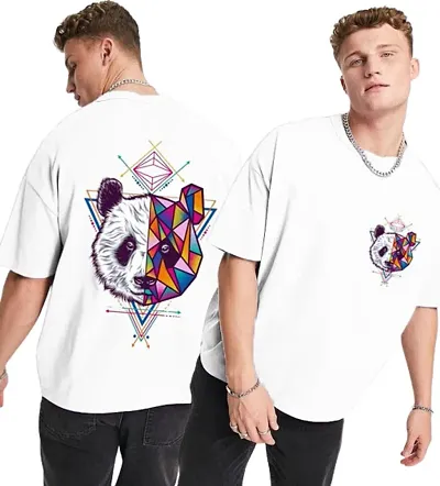 Latest Fancy Printed Design Round Neck Oversized Men White T-Shirt