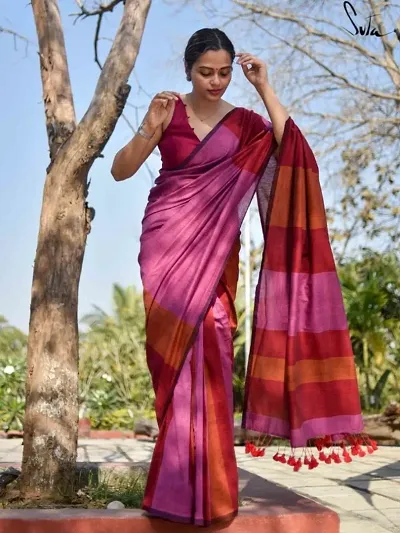 Elegant Khadi Saree with Blouse piece For Women