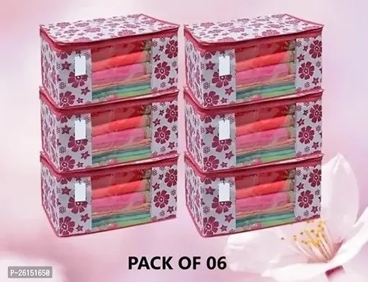 Premium Printed Non Woven Saree Cover Storage Bag Pack Of 6