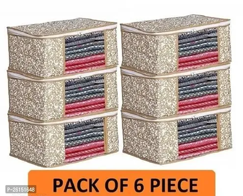 Premium Printed Non Woven Saree Cover Storage Bag Pack Of 6-thumb0