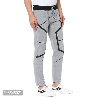 Men's Grey Cotton Printed Regular Track Pants-thumb3