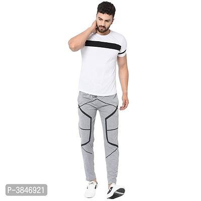 Men's Grey Cotton Printed Regular Track Pants-thumb2