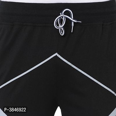 Men's Black Cotton Printed Regular Track Pants-thumb5