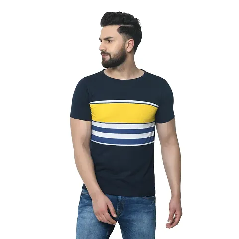 Men's Colourblocked Cotton Round Neck T-Shirt
