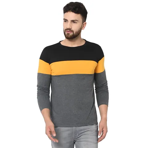 Men's Colourblocked Cotton Round Neck T-Shirt