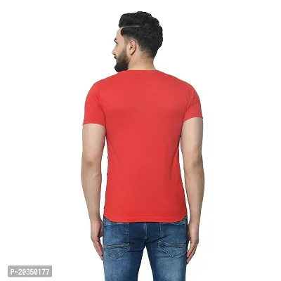 EXASIZE Red  White Striped Men's Cotton Tshirt-thumb4