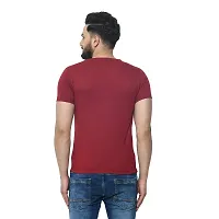 EXASIZE Maroon Striped Men's Cotton Tshirt-thumb3