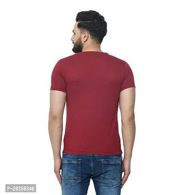 EXASIZE Maroon Striped Men's Cotton Tshirt-thumb4