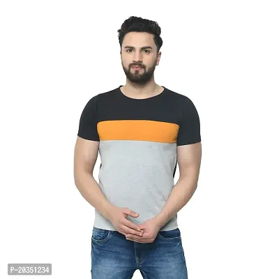 EXASIZE Multi Color Cotton Striped Men's Tshirt