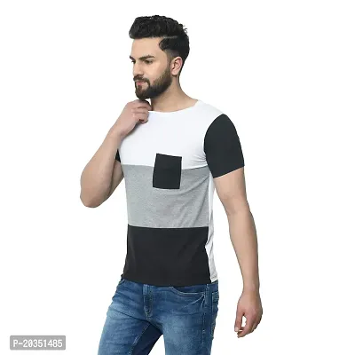 EXASIZE Multi Color Block Men's Cotton Tshirt-thumb3