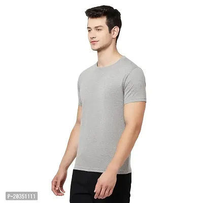 Odoky Cotton Round Neck Men's Tshirt RN-77-LGREY-thumb3