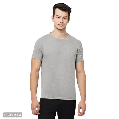 Odoky Cotton Round Neck Men's Tshirt RN-77-LGREY-thumb0