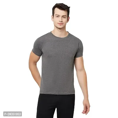 Odoky Cotton Round Neck Men's Tshirt RN-77-GREYMLNGE