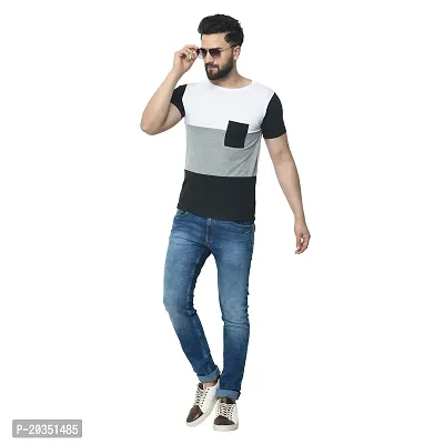 EXASIZE Multi Color Block Men's Cotton Tshirt-thumb2