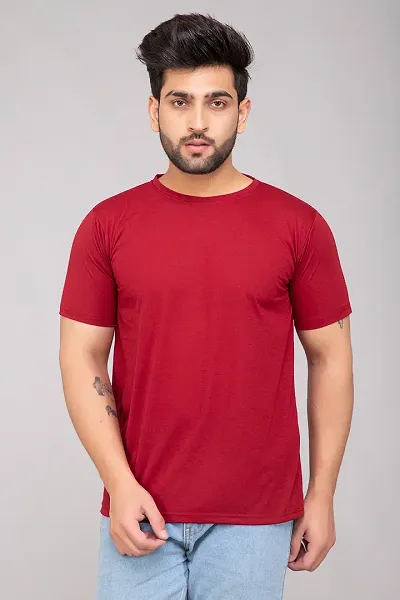 Short-sleeve Round Neck Solid Tees for Men