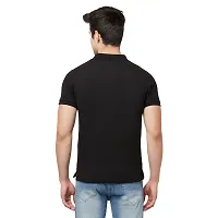 Men Solid Polo Neck Cotton Blend Black T-Shirt-thumb2