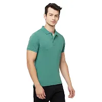 Men Solid Polo Neck Cotton Blend Black T-Shirt-thumb2