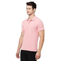 Men Solid Polo Neck Cotton Blend Black T-Shirt-thumb2