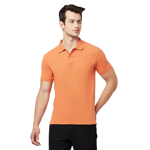 Cotton Blended Solid Round Neck Short-sleeve Polo for Men