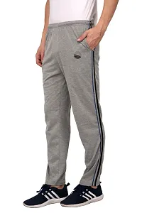 Men's Grey Cotton Solid Regular Track Pants-thumb1